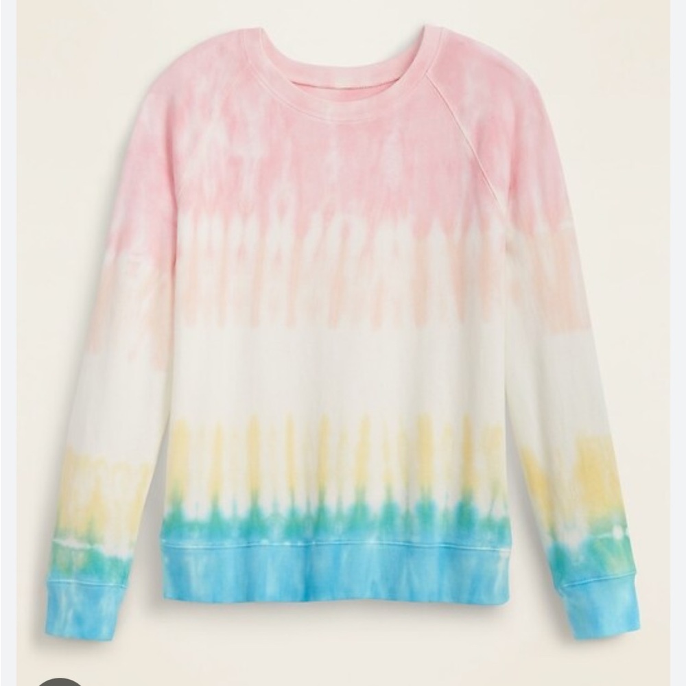 Old Navy Rainbow Tie-Dye Relaxed Vintage Crew-Neck Sweatshirt for Women Size L